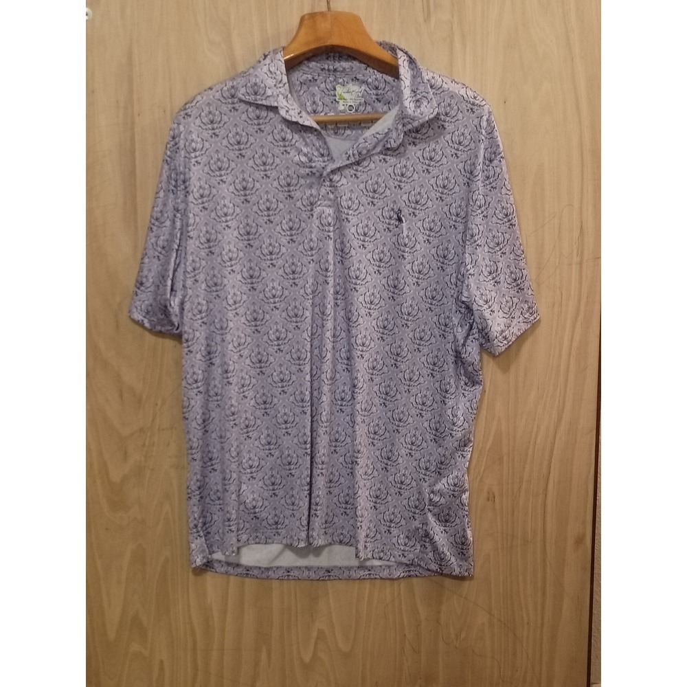 TailorByrd Mens Purple Damask Performance Polo Shirt XXL Short Sleeve SPF 30